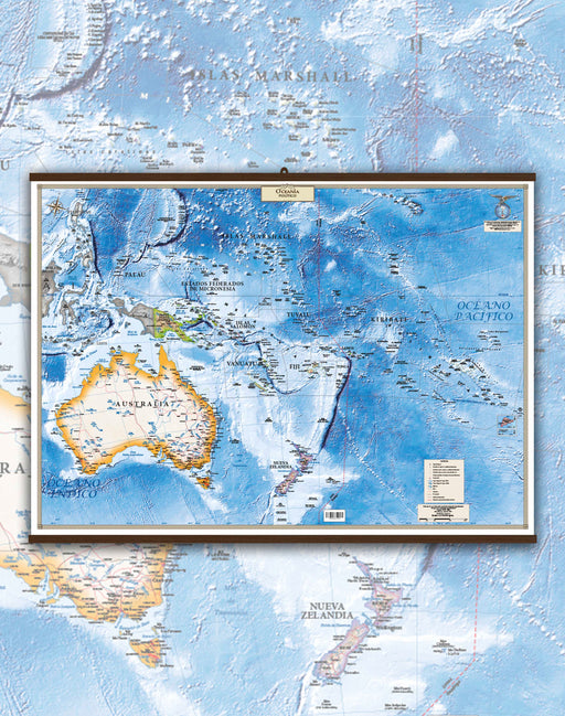 Mapa Político de Oceanía - Lámina con Flejes - Mappin