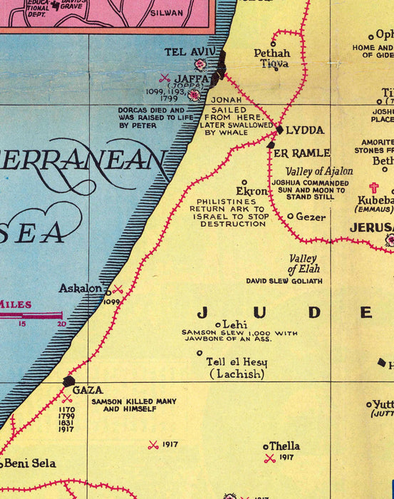 Mapa de Palestina "Tierra de Luchas" de 1936 - Enmarcado - Mappin