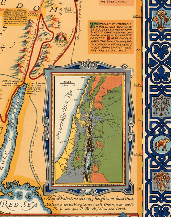 Mapa Pictórico de Palestina - Enmarcado - Mappin