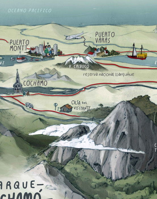 Mapa ilustrado de Parque Cochamó - Lámina