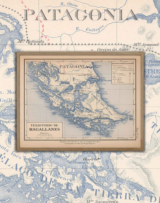 Mapa de la Patagonia de 1903 - Enmarcado
