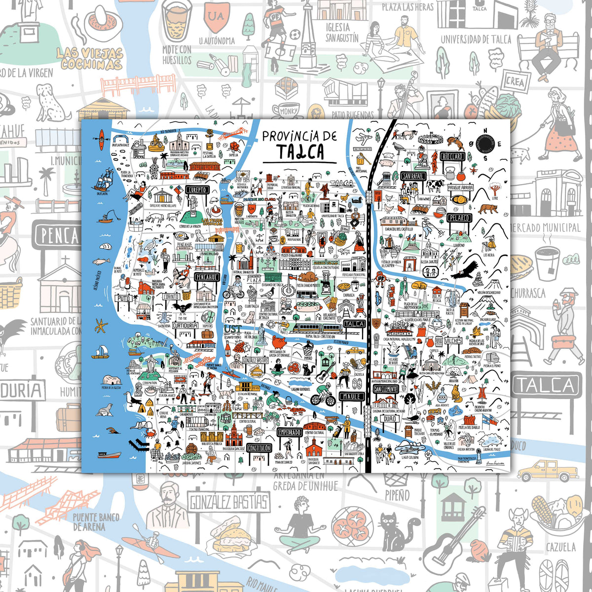 Mapa Ilustrado de Talca - Lámina — Mappin
