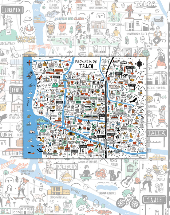 Mapa Ilustrado de Talca - Lámina