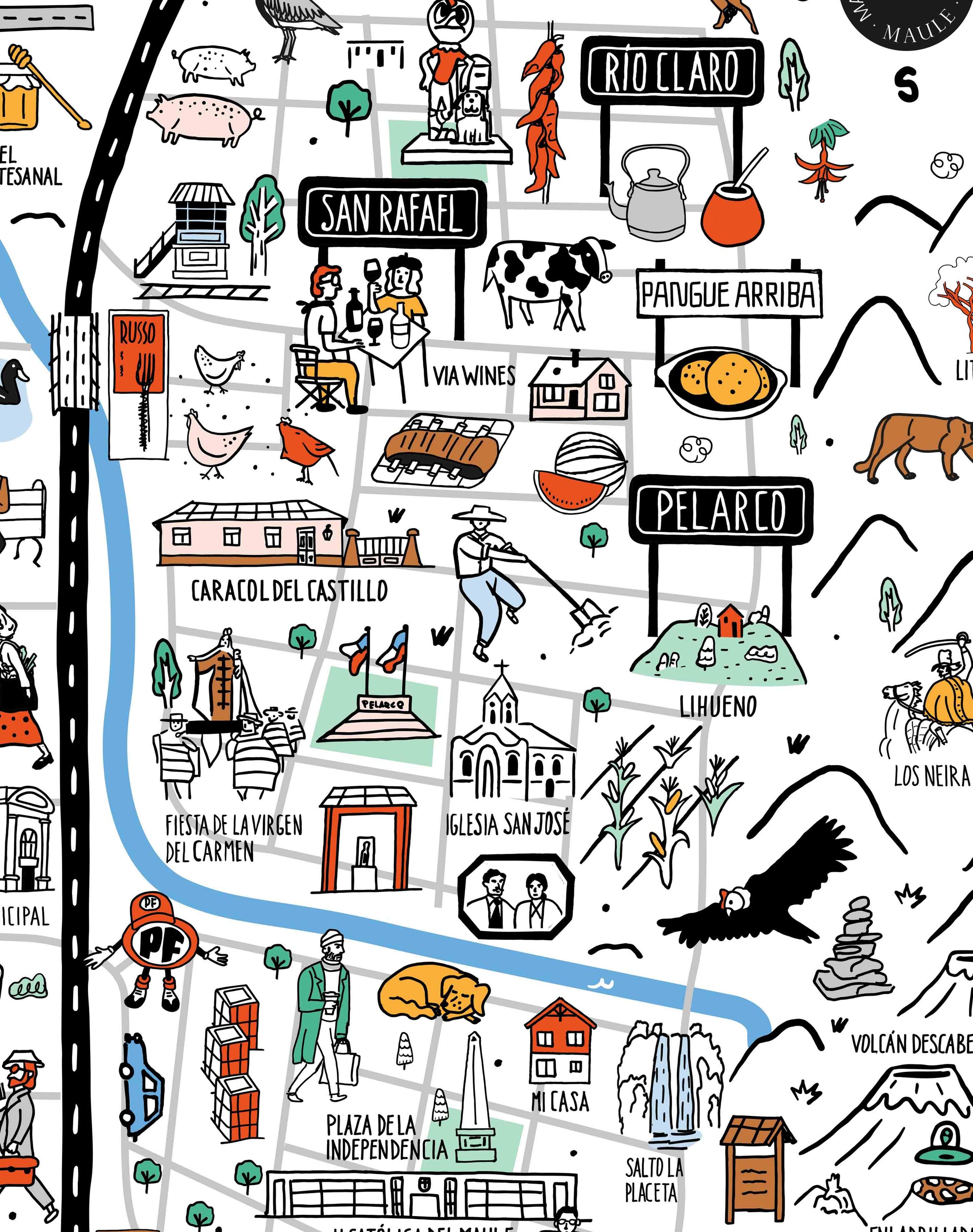 Mapa Ilustrado de Talca - Lámina — Mappin