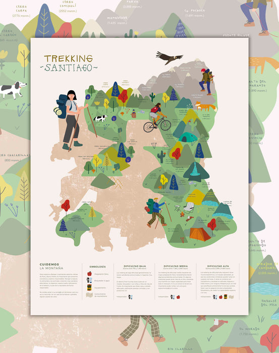 Mapa de Trekking en Santiago - Lámina