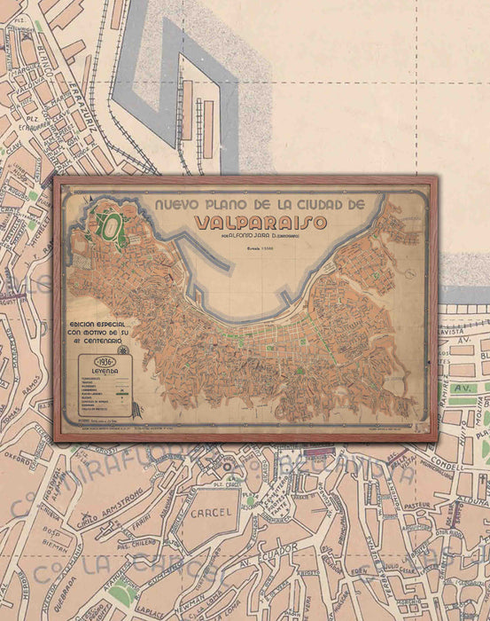 Plano de Valparaíso en 1936 - Enmarcado