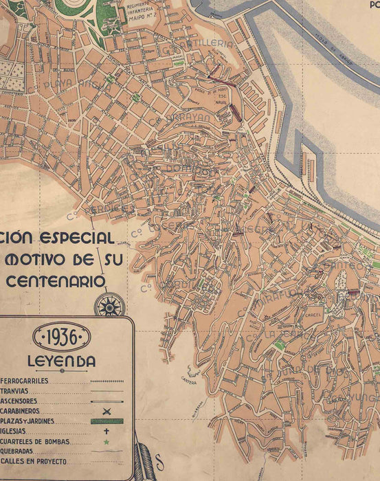 Plano de Valparaíso en 1936 - Enmarcado