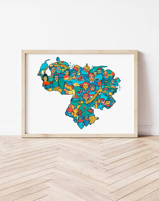 Magical Venezuela Map - Framed