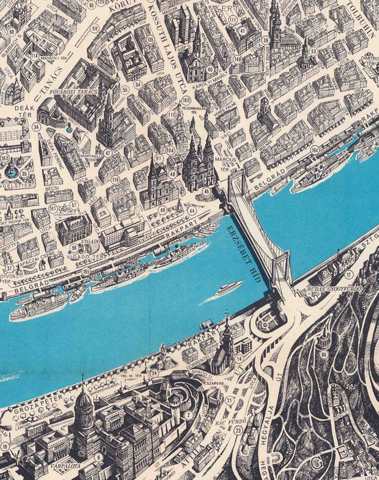 Mapa ilustrado de Budapest - Lámina