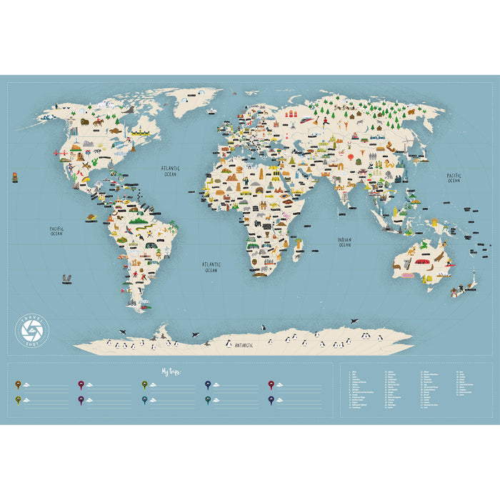 Mapa del Mundo Raspable Travelshot (Dorado) - Lámina