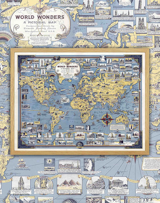 World Map of Wonders 1939 - Framed