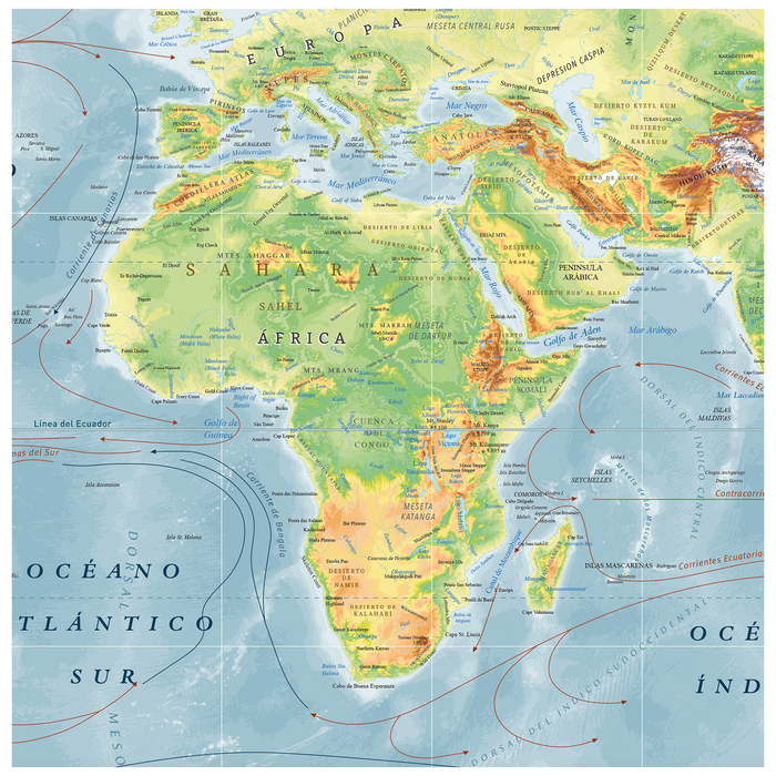 Mapa del Mundo Físico Gran Formato