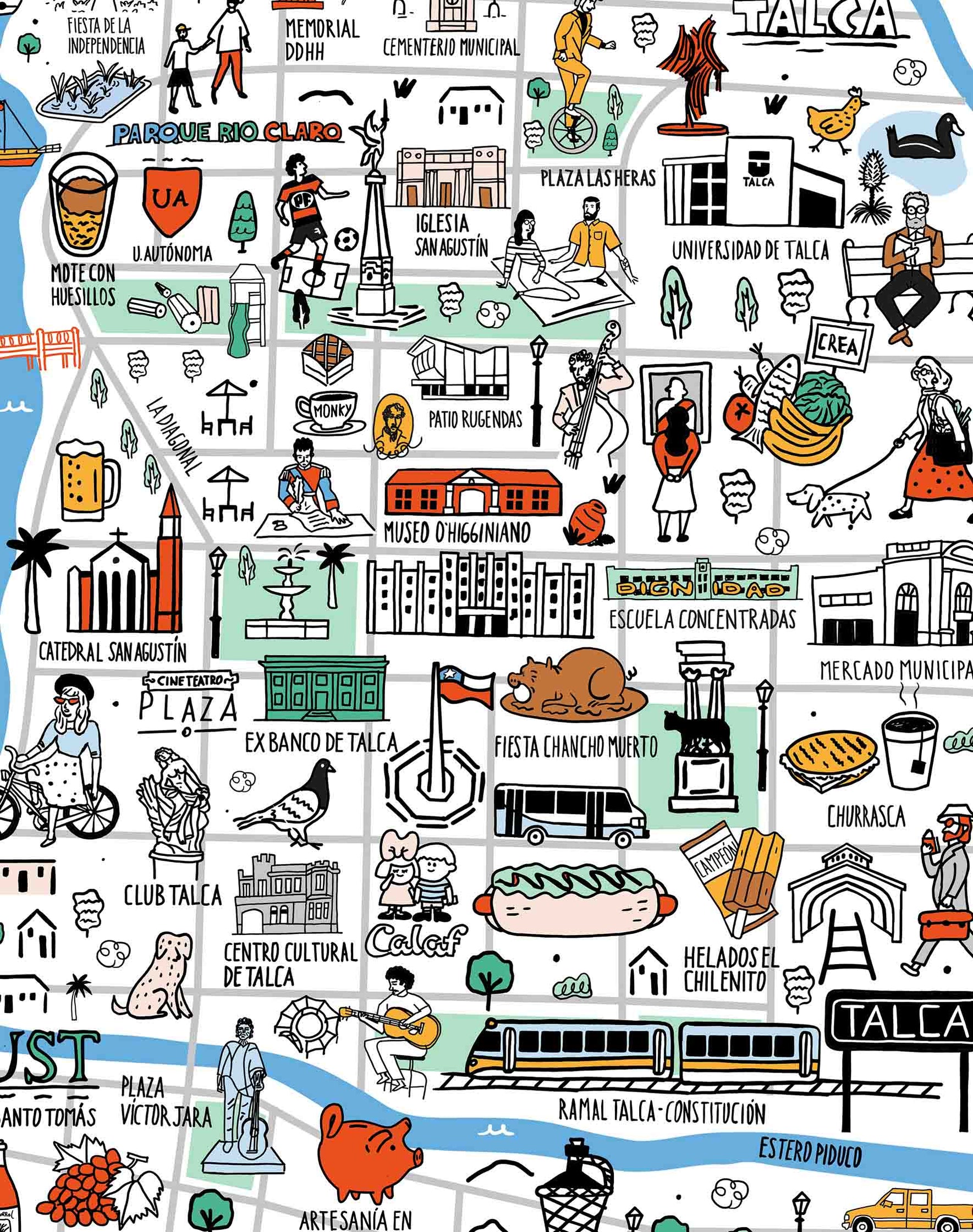 Mapa Ilustrado de Talca - Lámina — Mappin