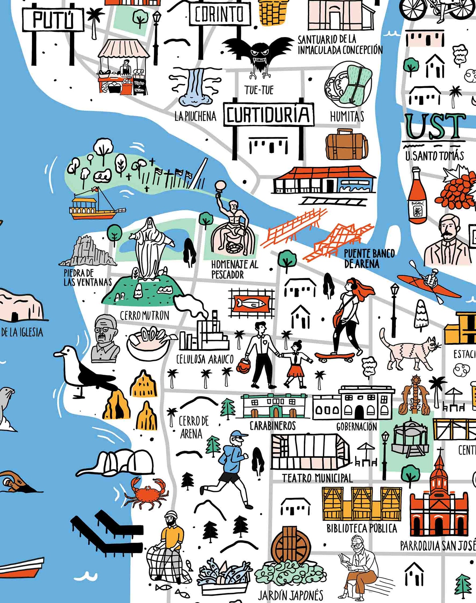 Mapa Ilustrado de Talca - Lámina — Mappin