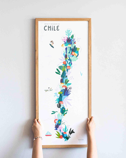 Mapa de Cactus y Suculentas de Chile - Enmarcado - Mappin
