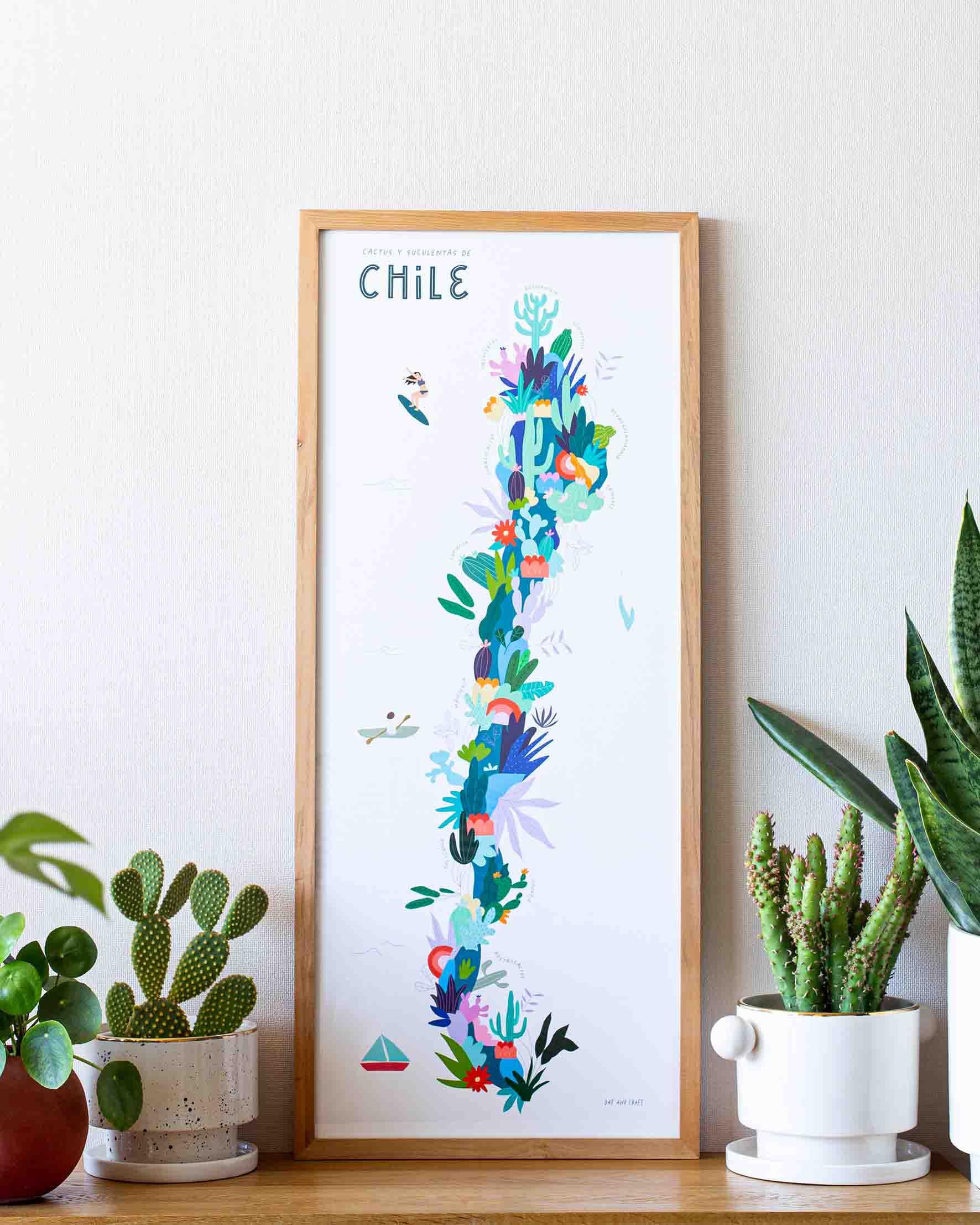 Mapa de Cactus y Suculentas de Chile - Enmarcado - Mappin