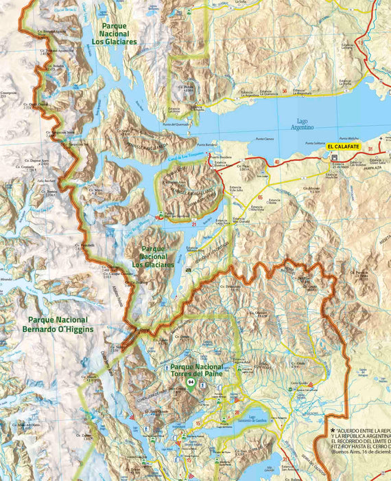 Campos de Hielo & Torres del Paine - Mapa Turístico Chiletur - Mappin