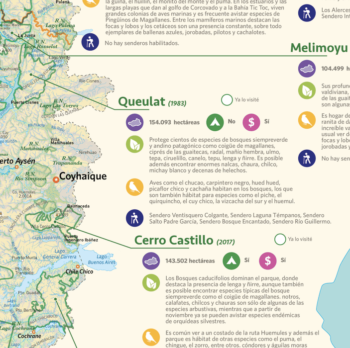 Mapa de Parques Nacionales de Chile - Lámina con Flejes - Mappin