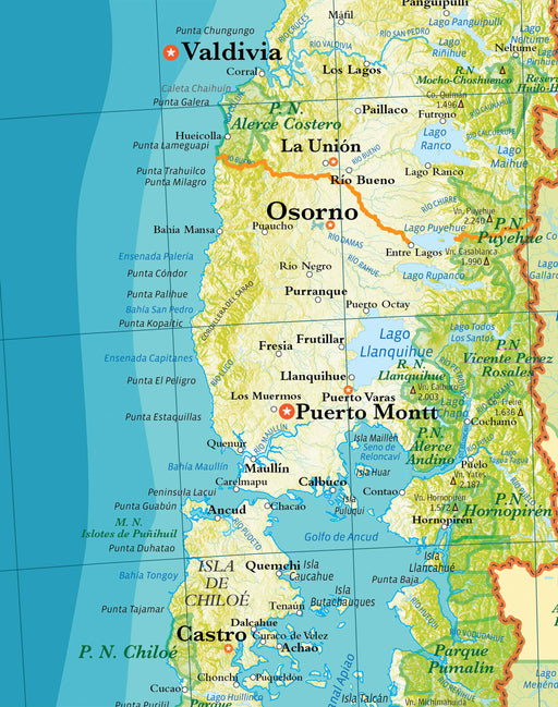 Mapa de Chile Físico Gran Formato - Lámina con Flejes - Mappin