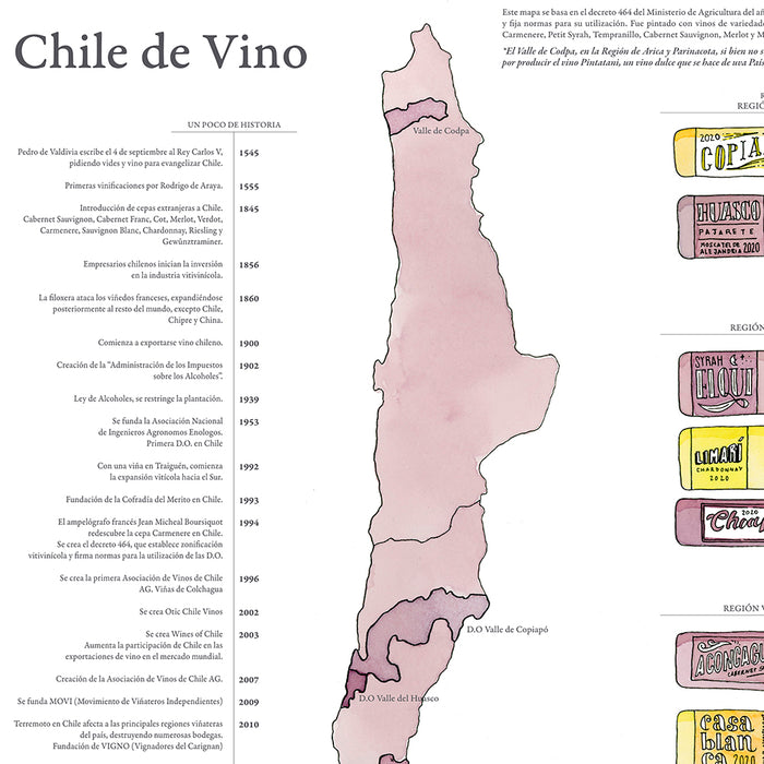 Mapa de Vinos de Chile - Lámina