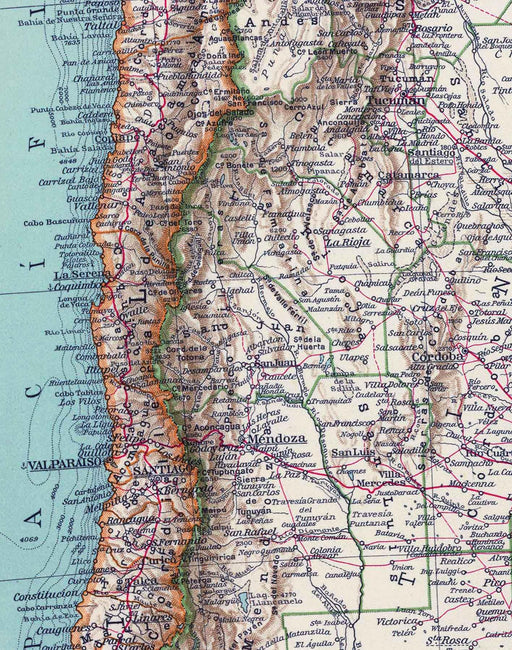 Chile y Argentina en 1929 - Lámina - Mappin