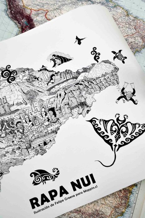 Rapa Nui Illustrated Map - Art Print