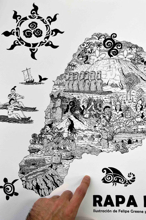 Rapa Nui Illustrated Map - Art Print
