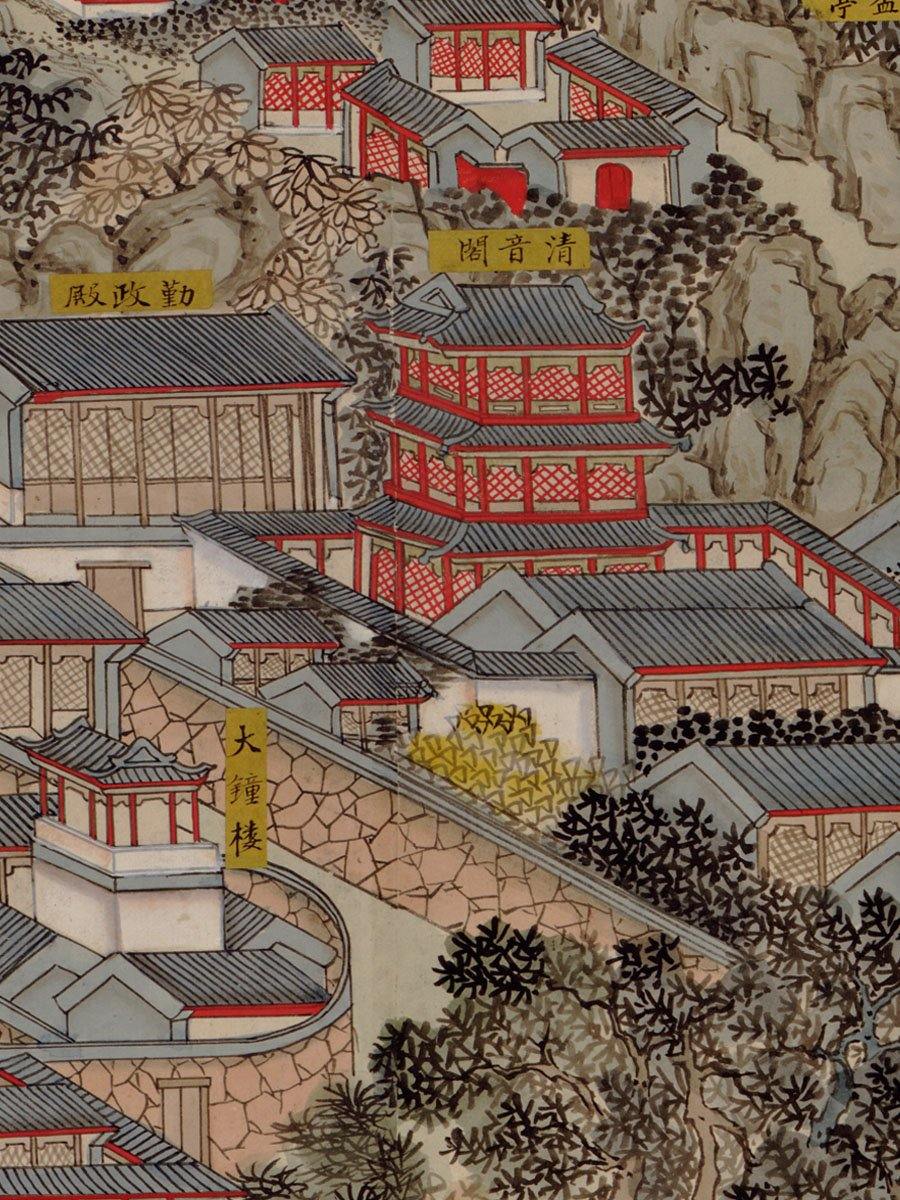 Mapa ilustrado del Palacio Rehe (Chengdé), China - Enmarcado - Mappin