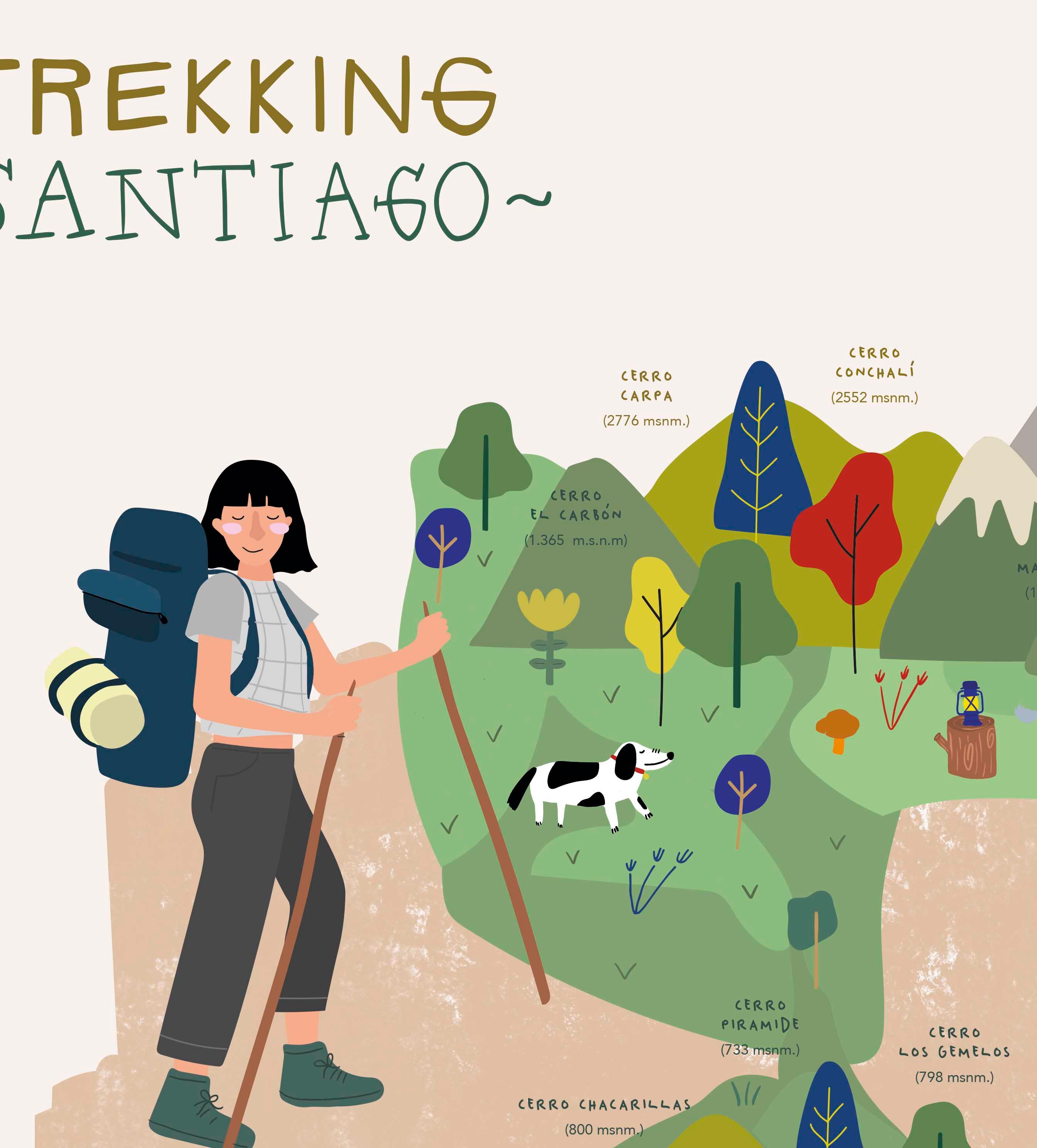 Mapa de Trekking en Santiago - Lámina - Mappin