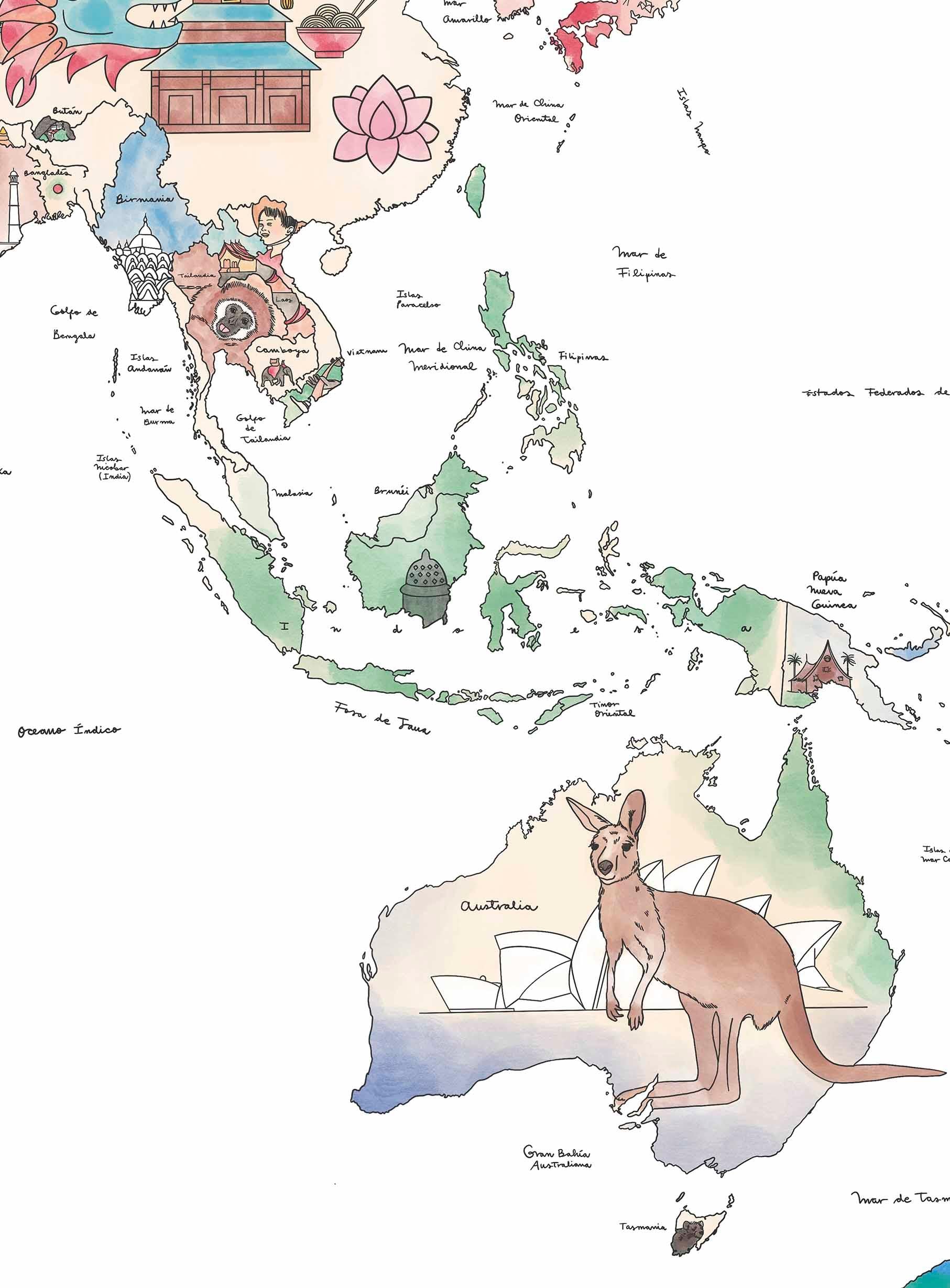 Mapa Bellezas del Mundo - Lámina - Mappin