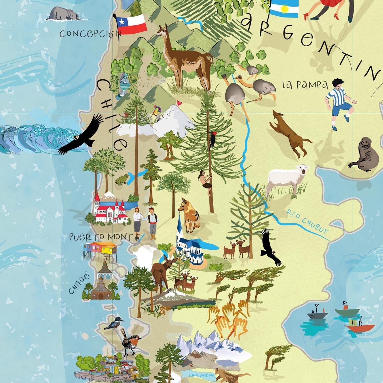 Sudamérica ilustrada - Enmarcada - Mappin