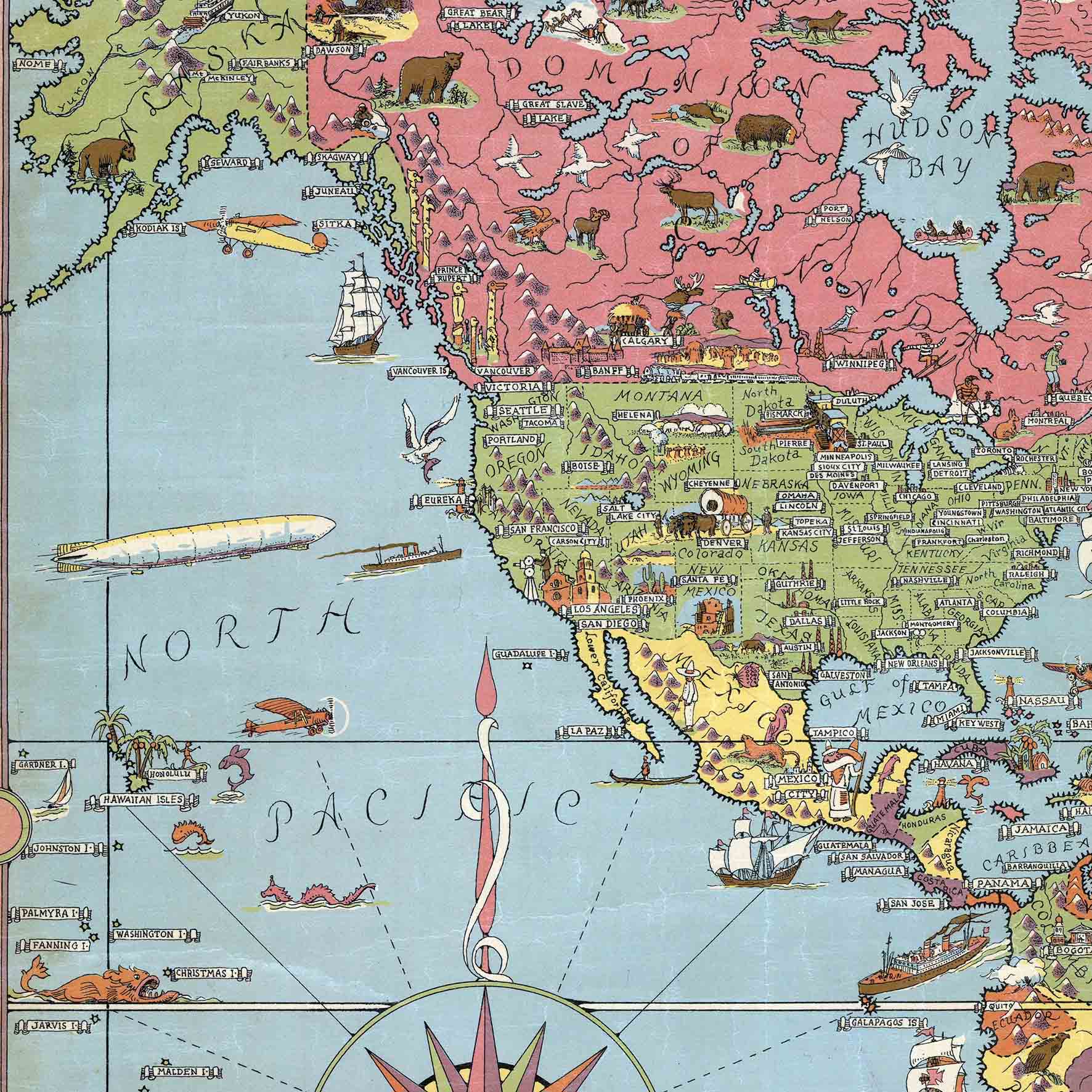 Mapa Mundi ilustrado de 1931 - Lámina