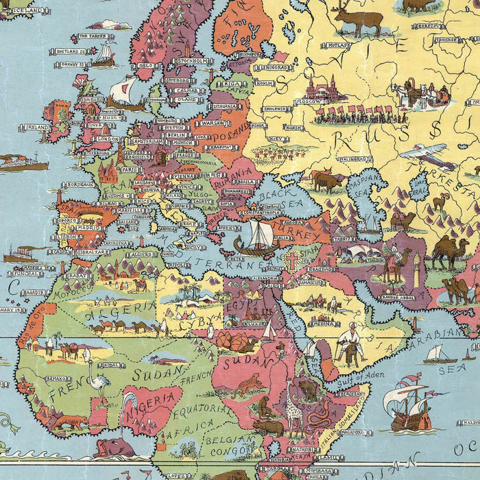 Illustrated World Map of 1931 - Print 