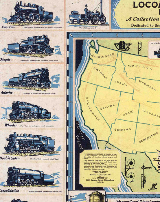 Mapa de Estados Unidos de Ferrocarriles - Enmarcado - Mappin