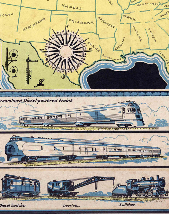 Mapa de Estados Unidos de Ferrocarriles - Enmarcado - Mappin