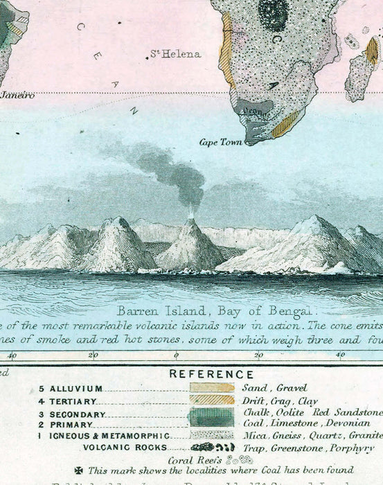 Mapa Geologico del Mundo 1852 - Enmarcado - Mappin