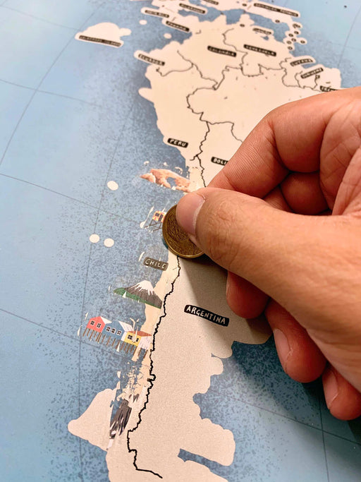 Mapa del Mundo Raspable Travelshot (Plateado) - Enmarcado - Mappin