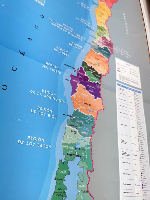 Mapa Político de Chile actualizado 2024 - Lámina