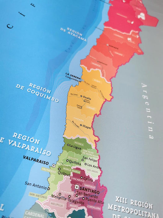 Mapa Político de Chile actualizado 2024 - Lámina