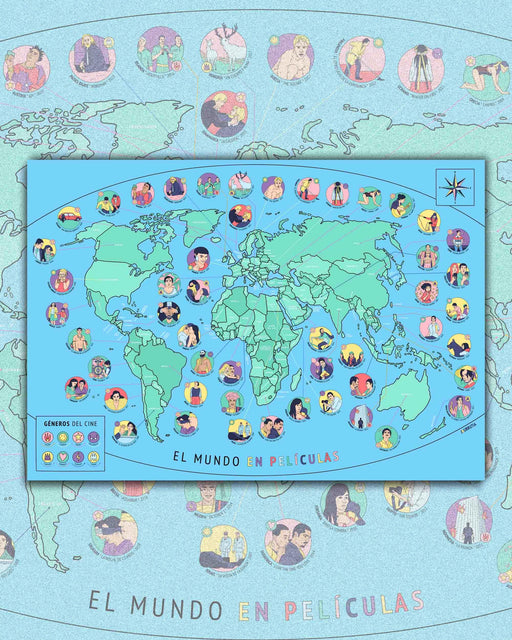 Mapa del Mundo en Películas - Lámina - Mappin