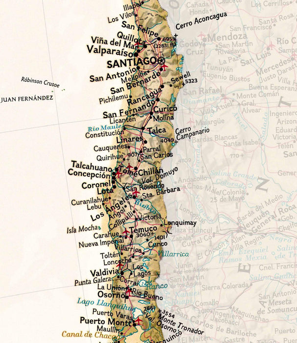Mapa de Chile 2022 Sepia - Lámina - Mappin