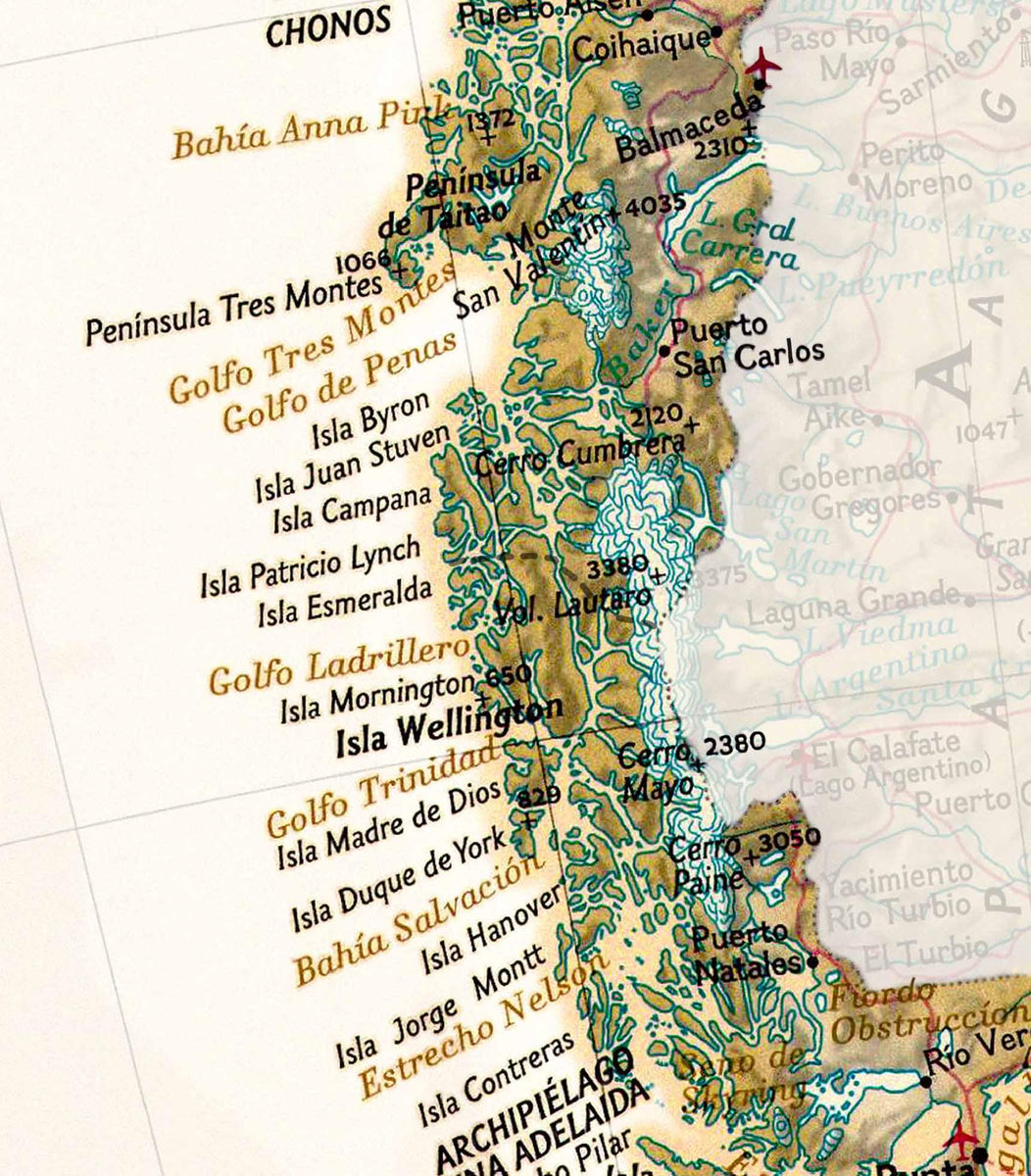 Mapa De Chile 2023 Sepia Lámina Mappin 9615
