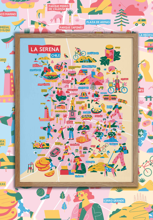 Mapa Ilustrado de La Serena - Enmarcado - Mappin
