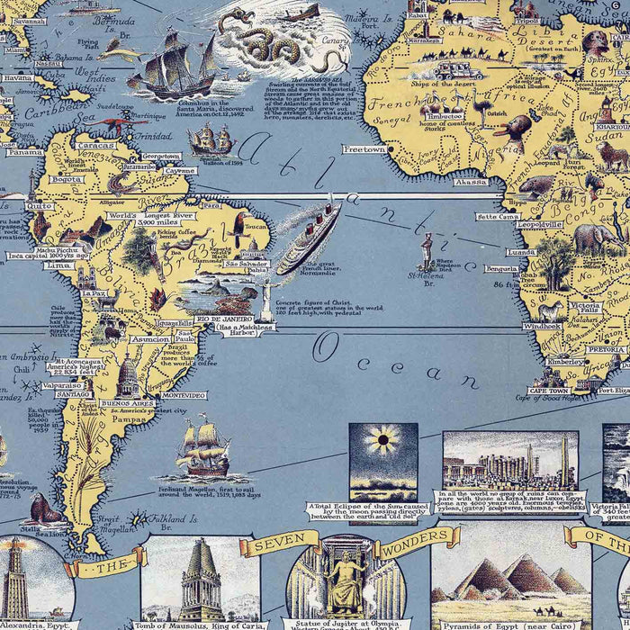 World Map of Wonders 1939 - Print 