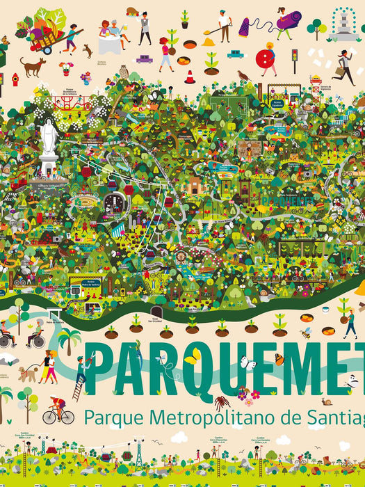 Mapa del Parque Metropolitano de Santiago - Enmarcado - Mappin