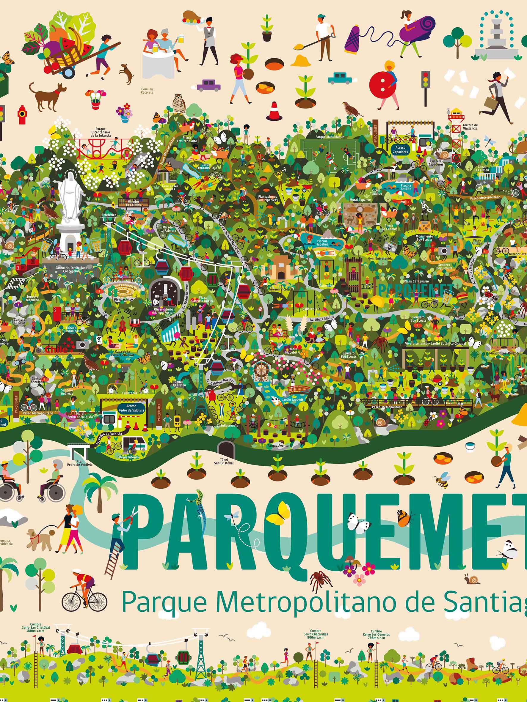 Mapa del Parque Metropolitano de Santiago - Lámina - Mappin