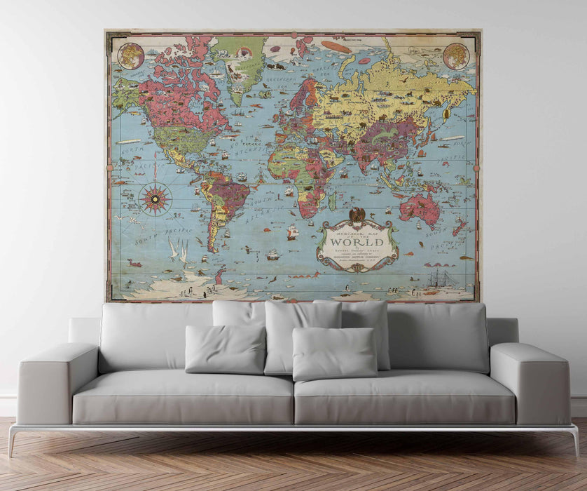 Mapa Mundi ilustrado - Deco Mural - Mappin