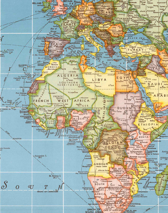 Mapa del Mundo 1957 Hammond - Enmarcado - Mappin