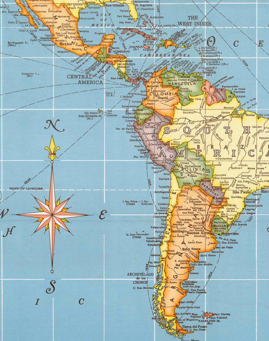 Mapa del Mundo 1957 Hammond - Lámina - Mappin