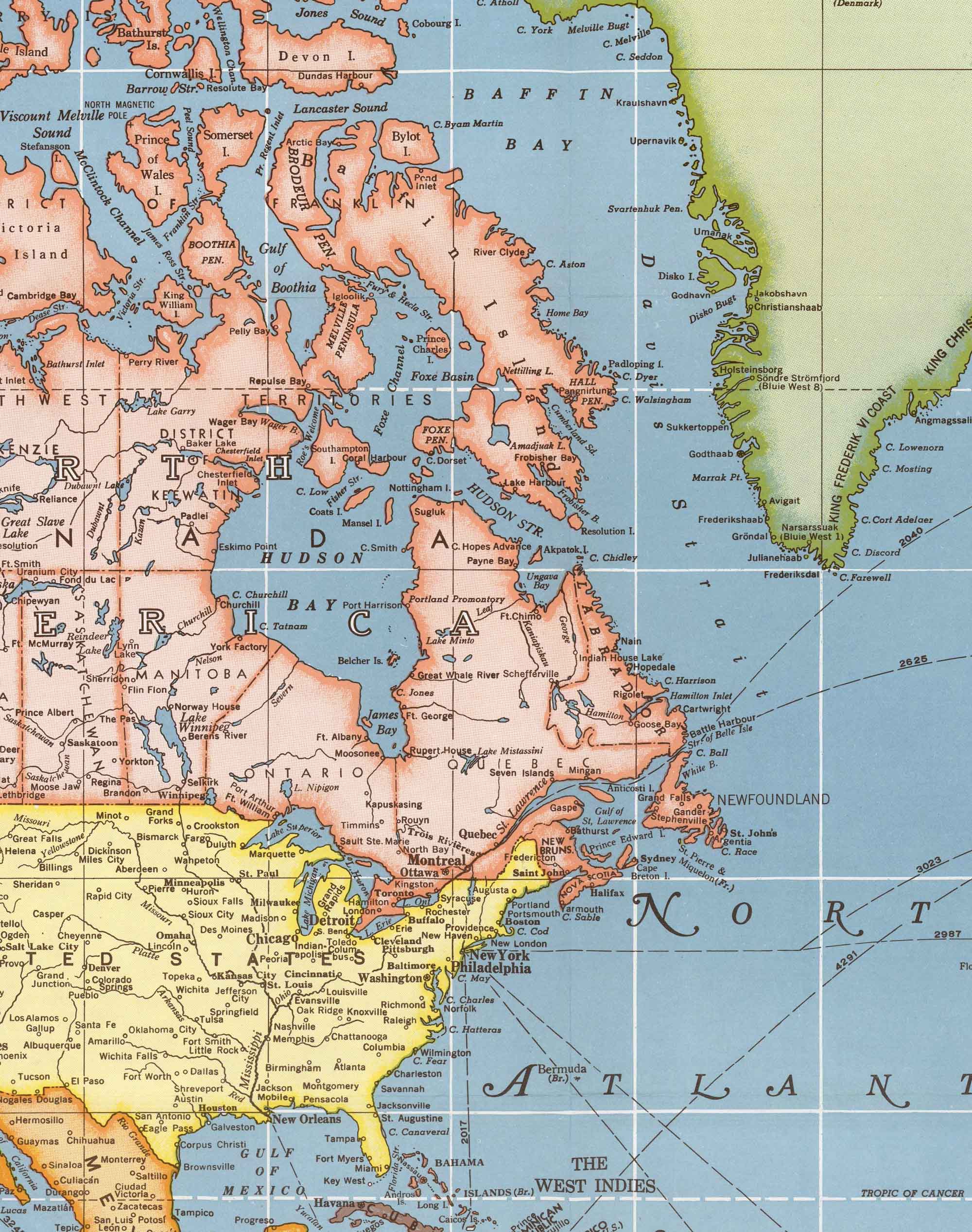 Mapa del Mundo 1957 Hammond - Enmarcado